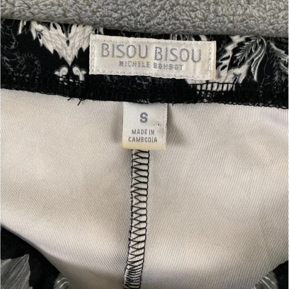 Bisou Bisou Michele Bohbot Womens Black White Damask Floral Leggings Size S Slim
